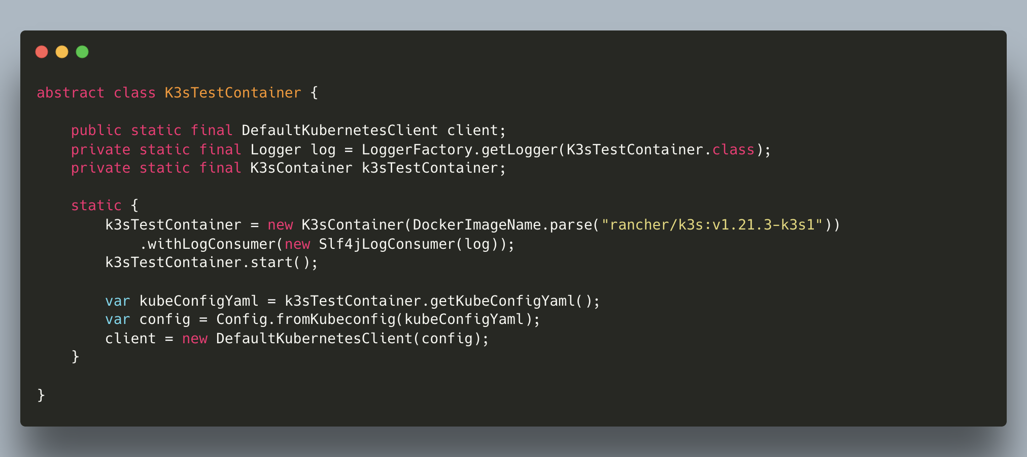 Code 2. K3s testcontainer code